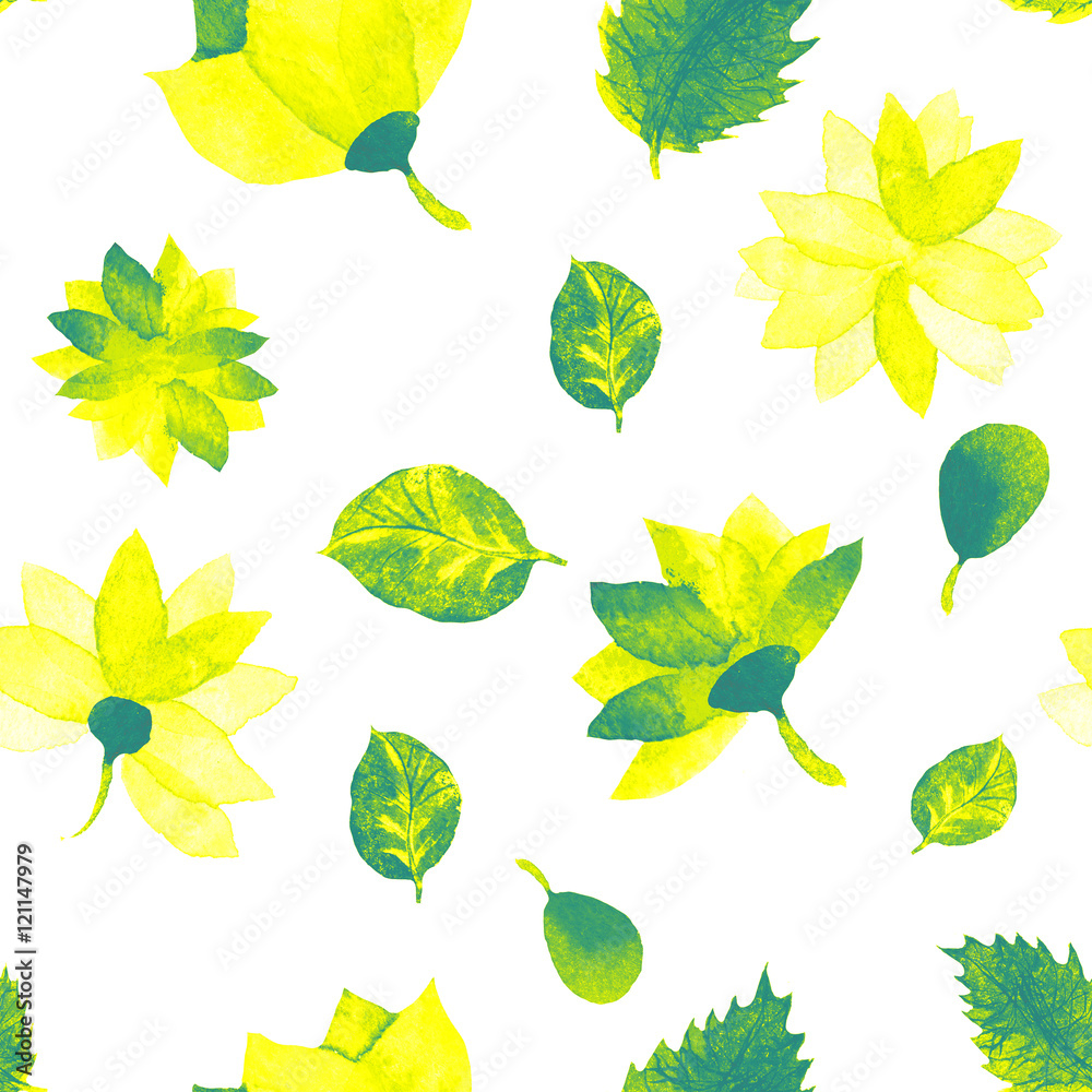 Obraz premium Watercolor seamless floral pattern. Flowers texture.