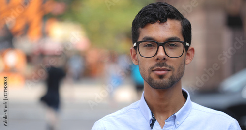 Bild auf Leinwand Young man in city face portrait