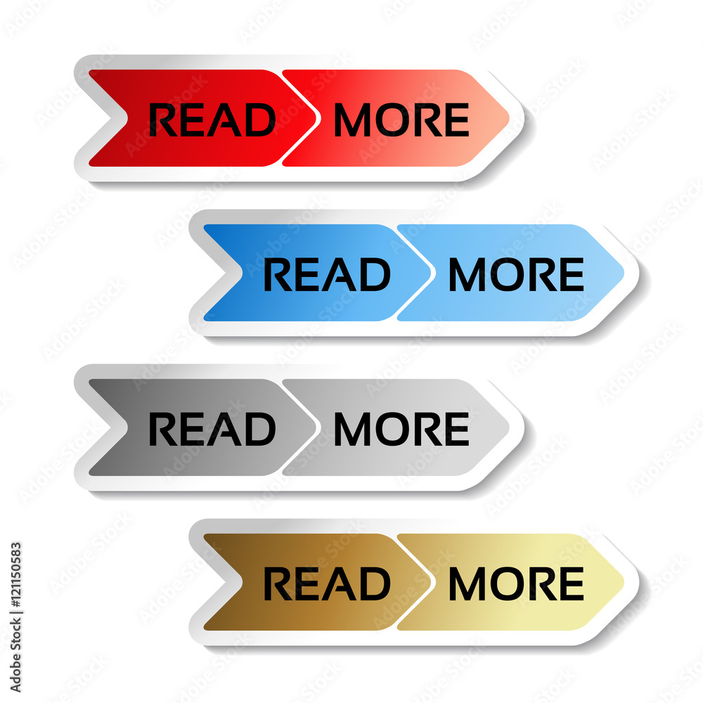 Vector read more buttons with arrows - labels on the white background Vector read more buttons with arrows - labels on the white background