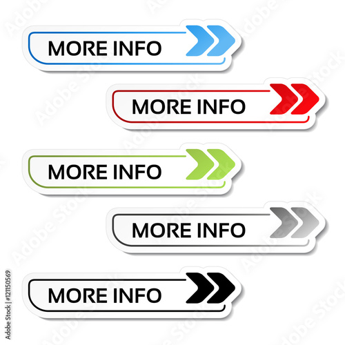 Vector more info buttons with arrows - labels on the white background