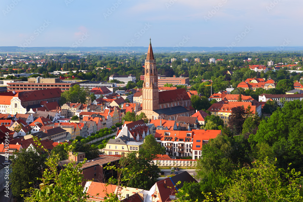 view over the historic city of Landshut, Bavaria, Germany, from