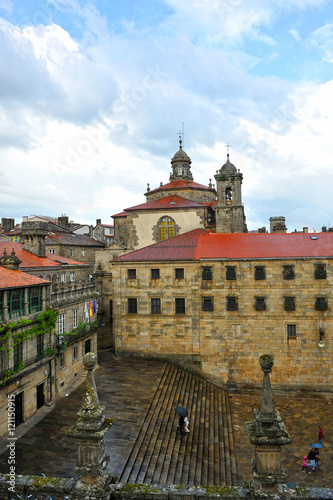 Plaza del Obradoiro y monasterio de San Paio, Santiago de Compostela, Galicia, España