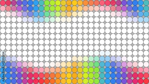 Multicolored dotted banner over grey background