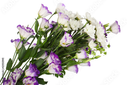 bouquet of different flowers isolated on white