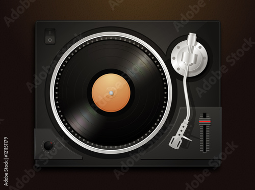Dj turntable with lp record vector illustration photo