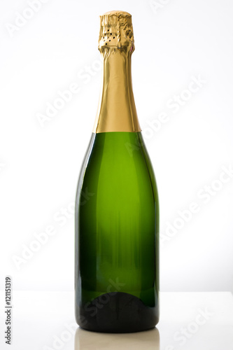 Champagne bottle on white background

