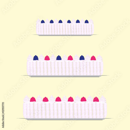 Set of Raspberry and Blackberry cakes with cream