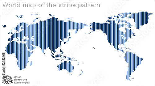 World Map  Striped Pattern_Rounded Rectangle Line