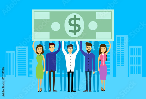 Asian Business People Group Hold Dollar Banknote Concept Finance Investment