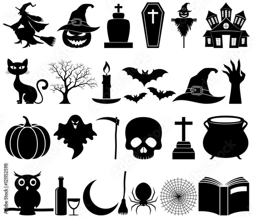 Halloween icons set collection