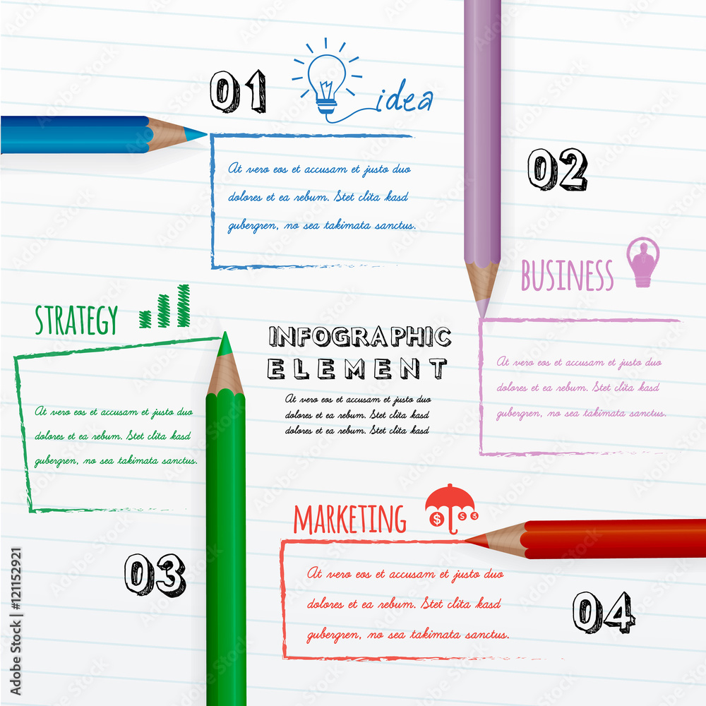 education infographic with colorful pencils drawing message on white paper.Can used for infographic,banner,presentation,education,chart,diagram education infographic with colorful pencils drawing message on white paper.Can used for infographic,banner,presentation,education,chart,diagram