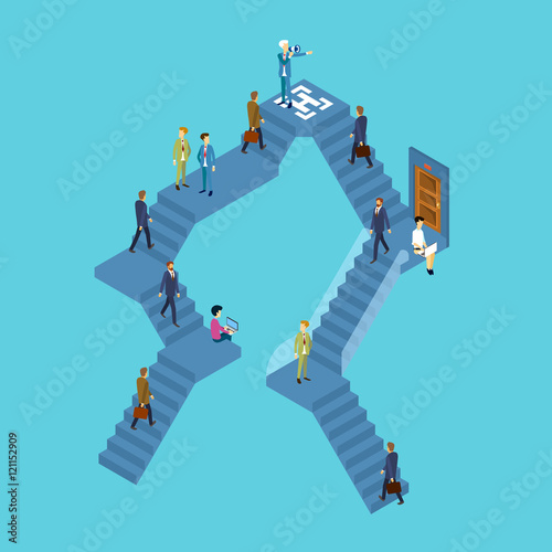 Business People Group On Staircase Businesspeople 3d