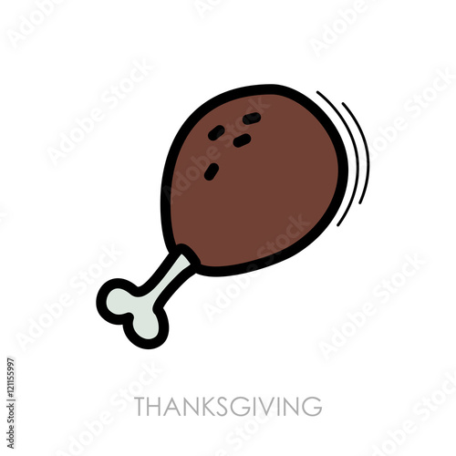 Roasted Chicken thigh icon. Harvest. Thanksgiving