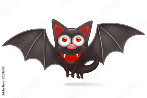 Funny cartoon halloween smiley bat character