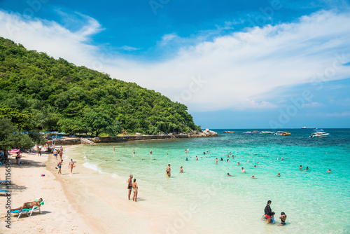 Heavenly Turquoise Water of Koh Larn Beach Near Pattaya, Thailand photo