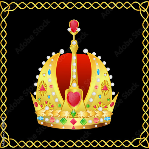 Gold crown with jewels and velvet in the style of the Holy Roman