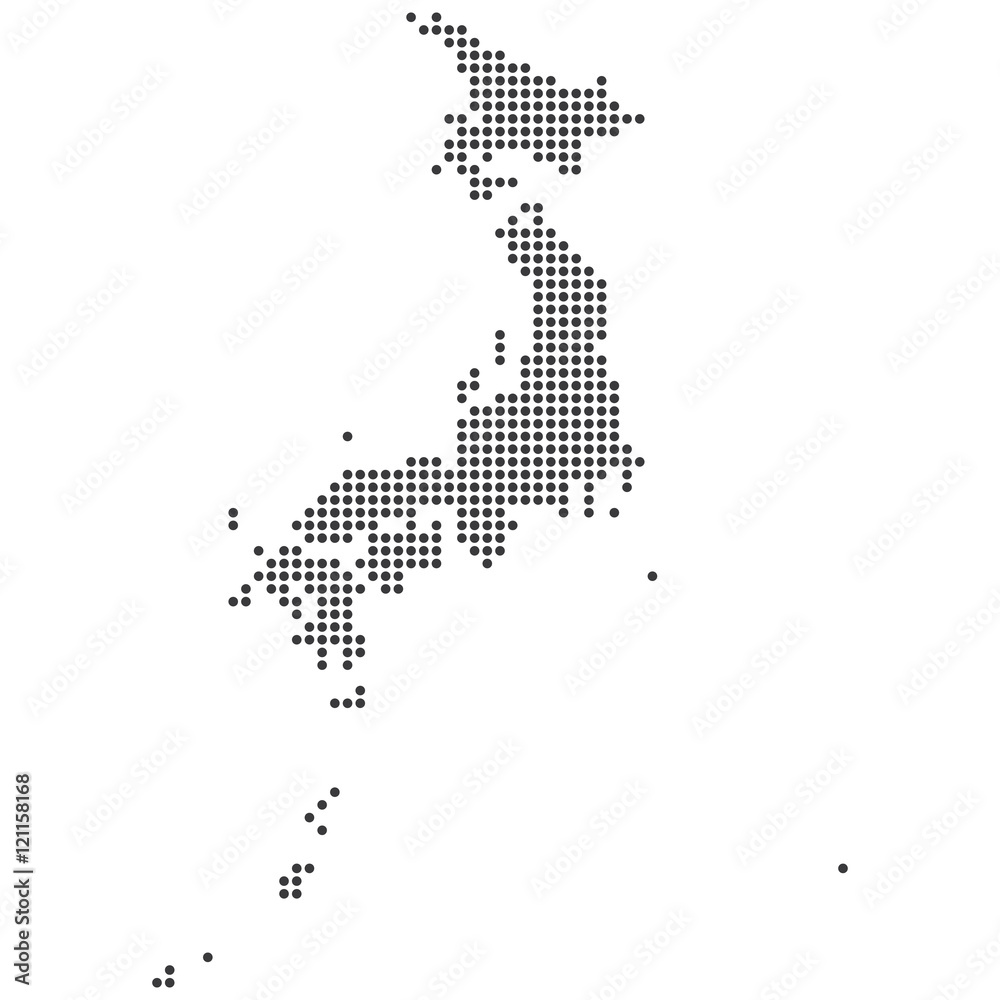 Detailed dotted Japan map illustration vector