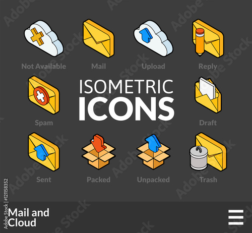 Isometric outline icons set 29