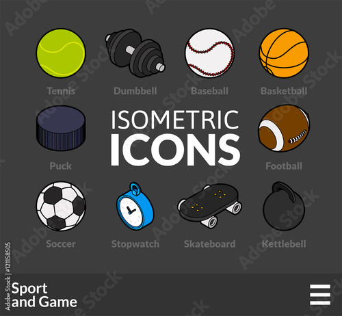Isometric outline icons set 46