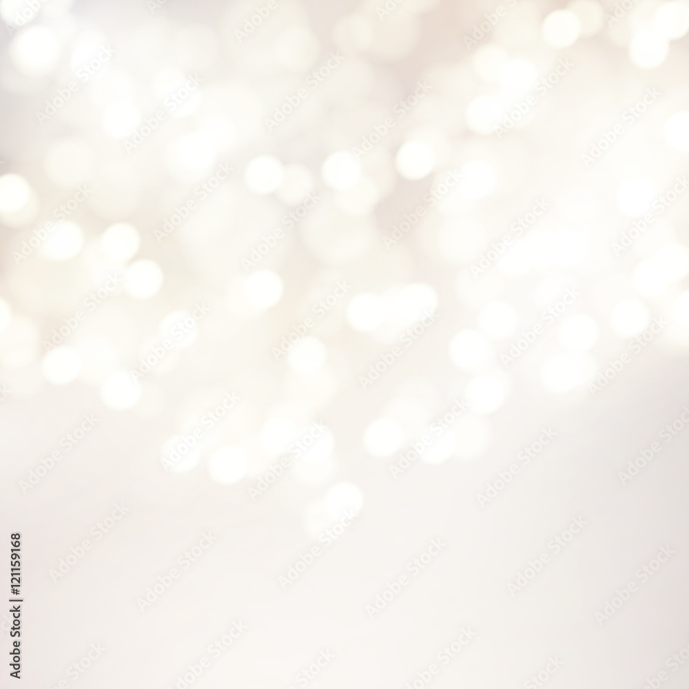 Vector bokeh background. Festive defocused white lights. Abstract blurred illustration.