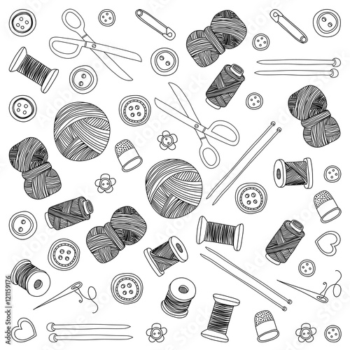 Vector sewing and needlework icons