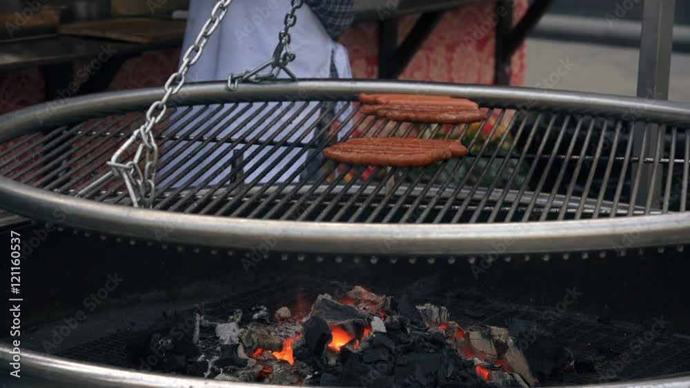 custom made wallpaper toronto digitalSausages Frying On The Grid Outdoors