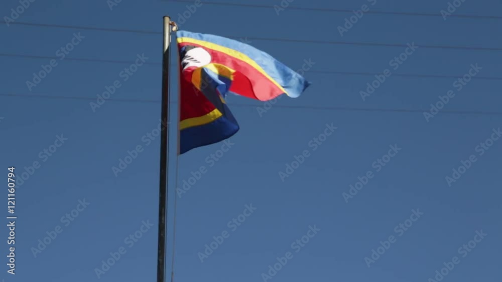 blur in swaziland waving flag  and sky    like abstracr concept.