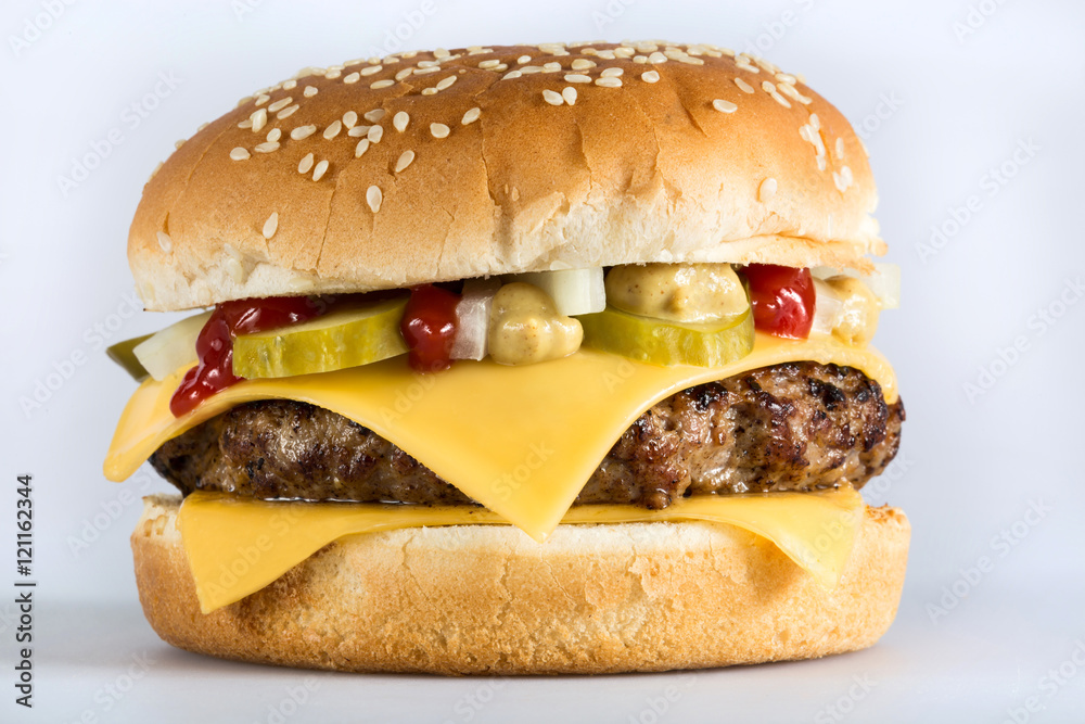 hamburger close up on the bright background hamburger close up on the bright background