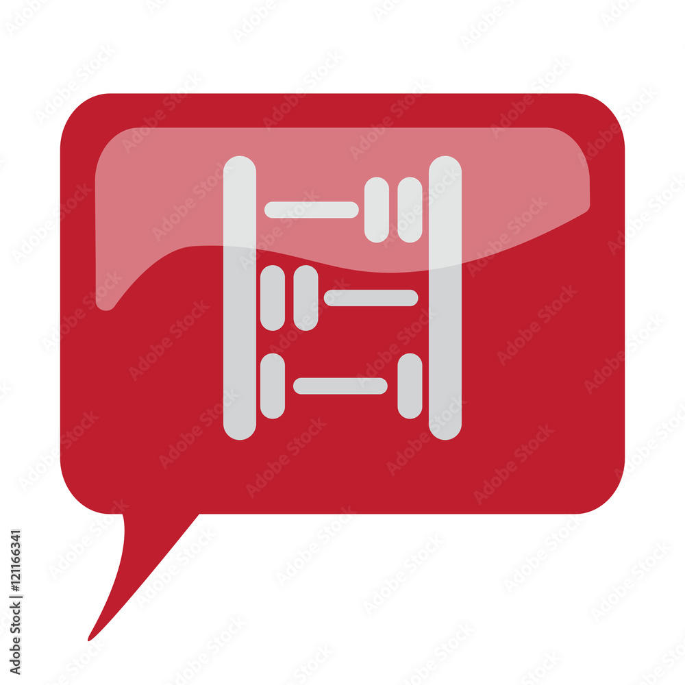 Red speech bubble with white Abacus icon on white background Red speech bubble with white Abacus icon on white background