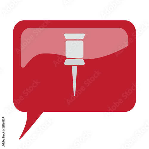 Red speech bubble with white Pushpin icon on white background