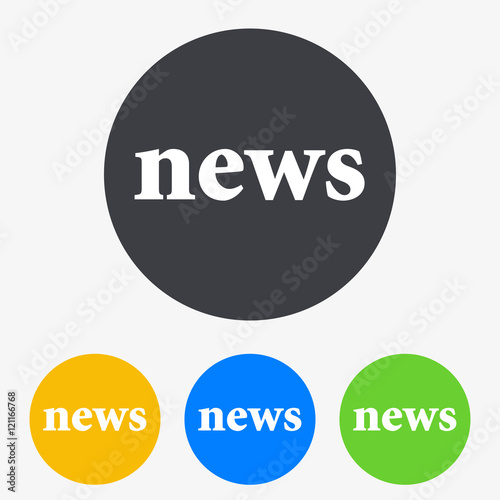 Icono plano texto news en circulo varios colores