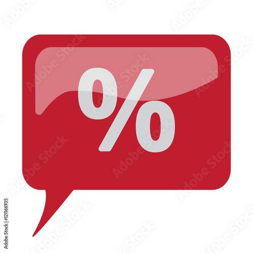 Red speech bubble with white Percentage icon on white background