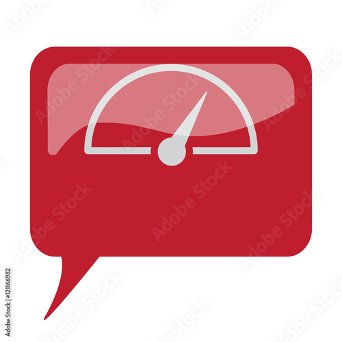 Red speech bubble with white Speed Meter icon on white backgroun