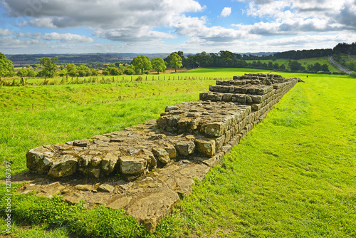 Fototapeta Hadrians Wall near a place called Black Carts - Northumberland National Park, United Kingdom