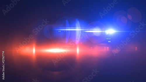 Beautiful light flares. Glowing streaks on dark background. Police light flares photo