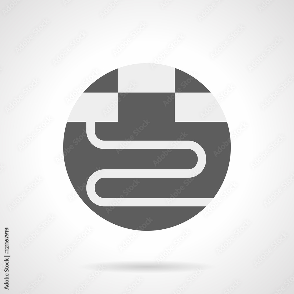 Gray round flat vector icon for warm floor Gray round flat vector icon for warm floor