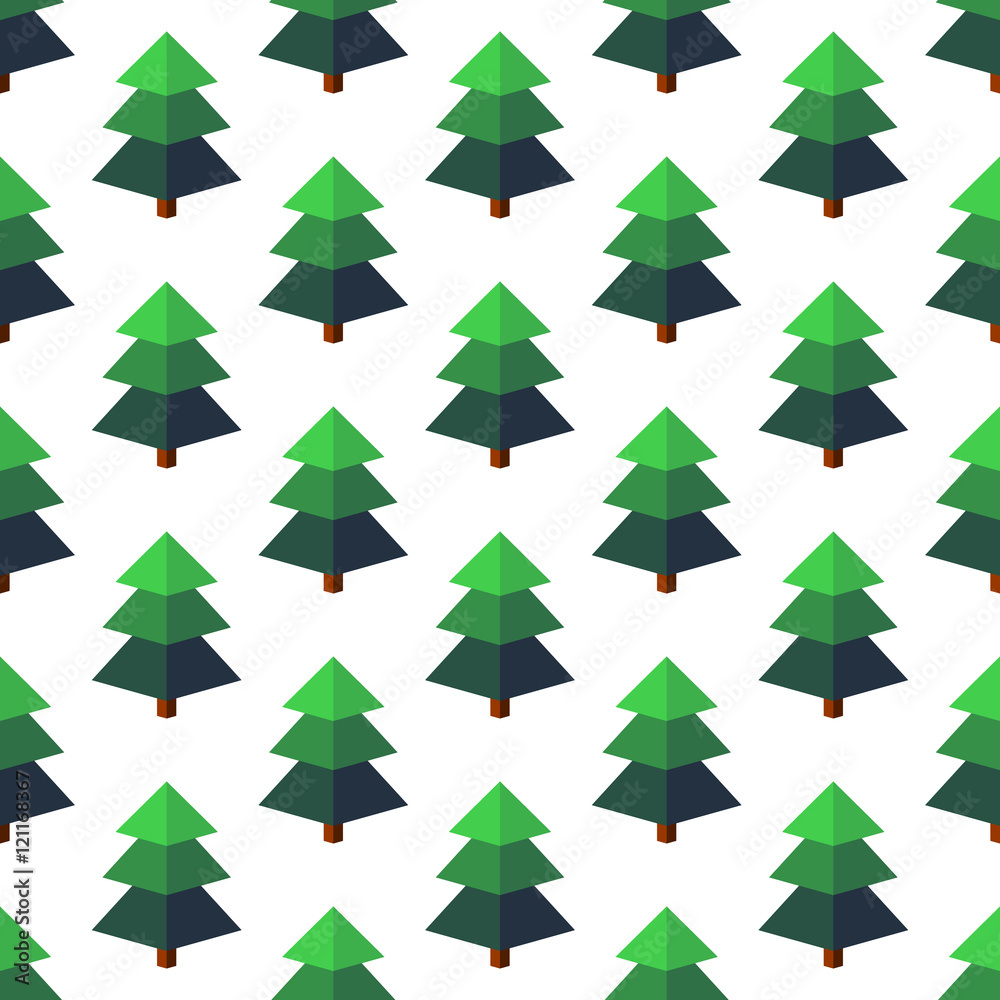 Firtree in isometric style on a white background. Firtree in isometric style on a white background.