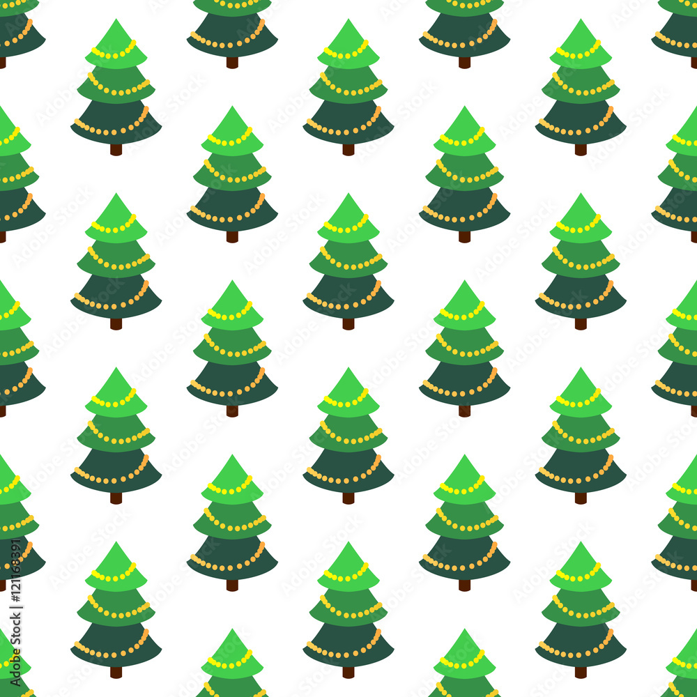 Fototapeta premium Bright seamless pattern with a decorated Christmas tree.