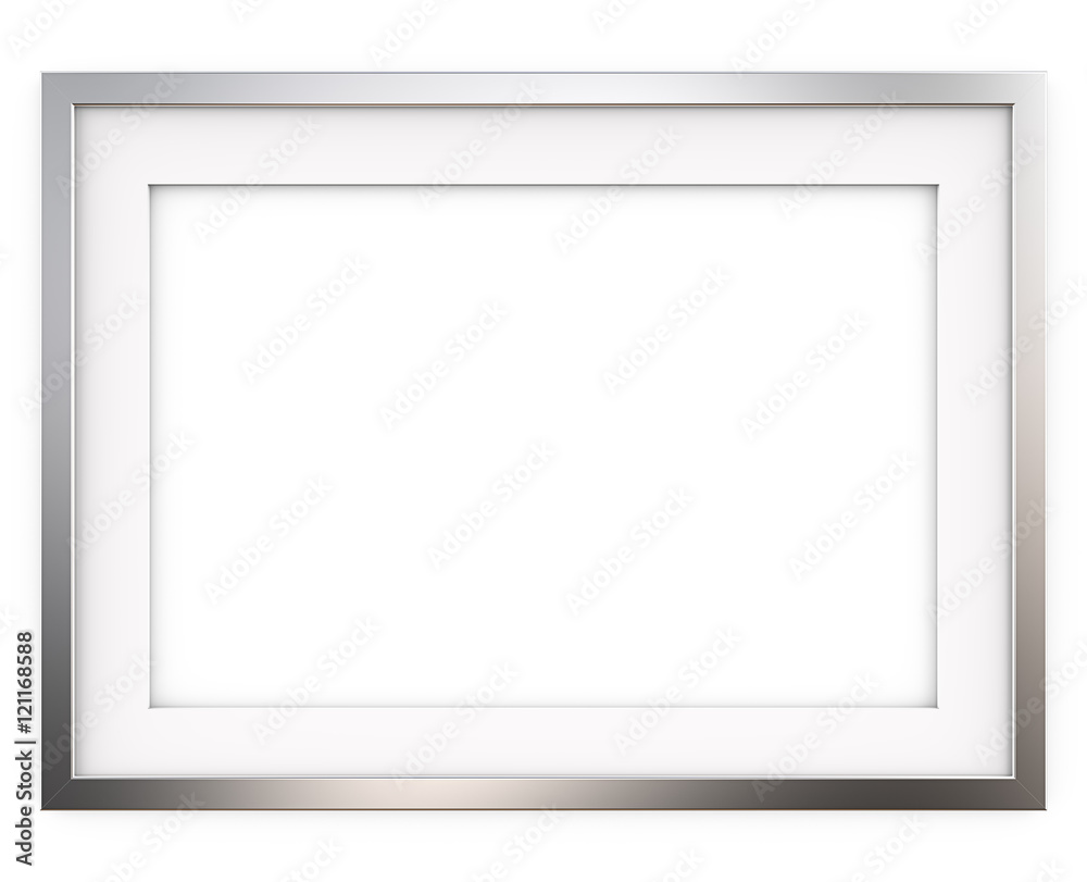 Picture Frame. 3D render of Classic Metal Frame with white Passe-partout. Blank for Copy Space. Picture Frame. 3D render of Classic Metal Frame with white Passe-partout. Blank for Copy Space.