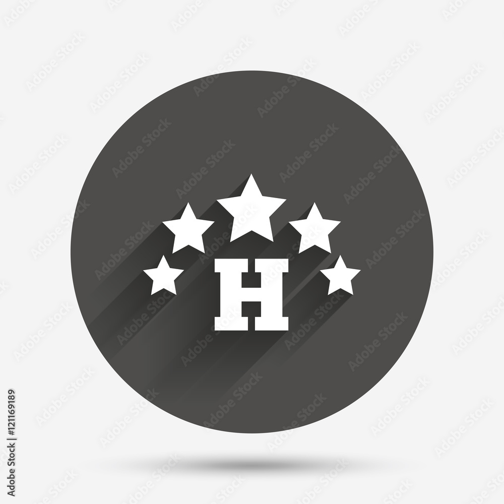 Five star Hotel sign icon. Rest place. Five star Hotel sign icon. Rest place.