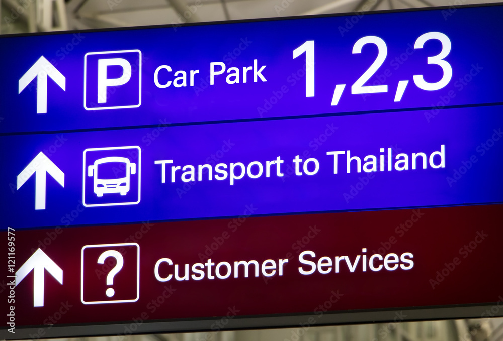 board shows the direction transport to Thailand