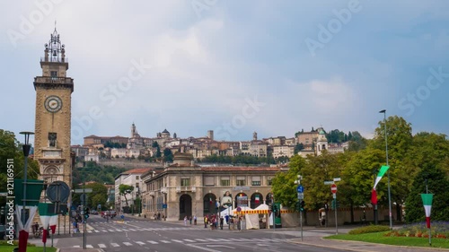 Bergamo Alta seen from the lower city, Timelapse
 photo