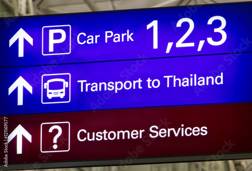 board shows the direction transport to Thailand