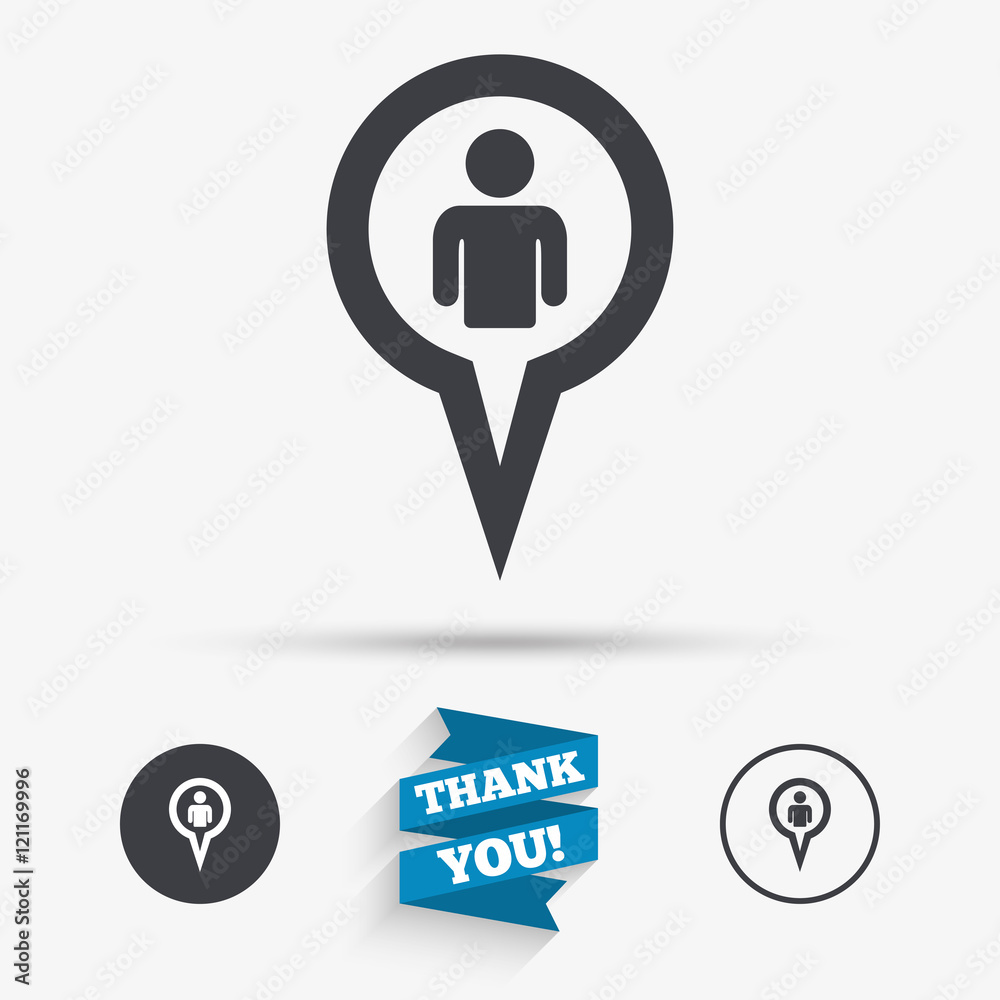 Map pointer user sign icon. Marker symbol. Map pointer user sign icon. Marker symbol.