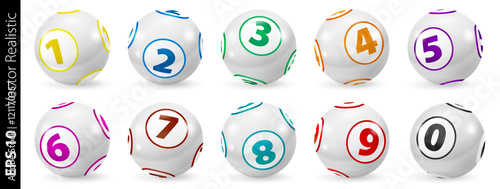 Vector Colorful Bingo. Lottery Number Balls. Colored balls isolated. Bingo balls set. Bingo balls with numbers. Set of colored balls. Realistic vector. Lotto concept.