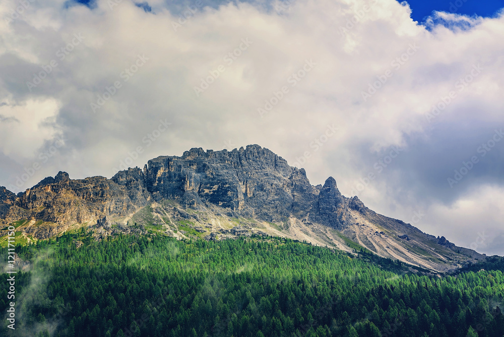 Mountain peaks in the clouds in Italy