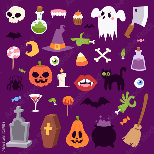 Halloween symbols vector collection.