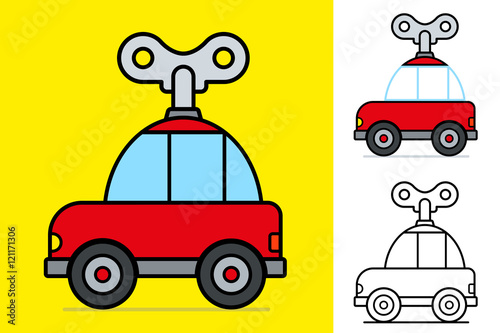 Cute little red cartoon windy car