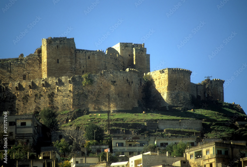 Crusader castle near Krak des Chevaliers - obrazy, fototapety, plakaty 