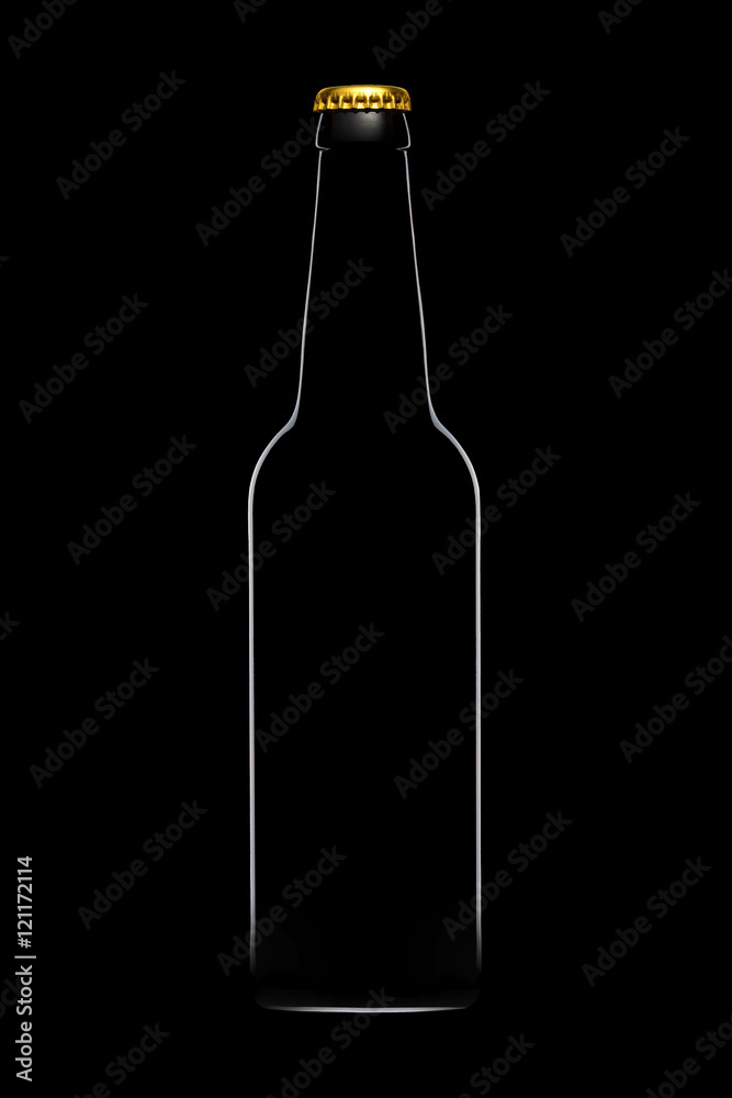 Silhouette of beer bottle with clipping path isolated on black background Silhouette of beer bottle with clipping path isolated on black background